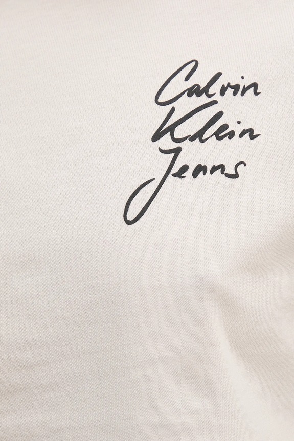 Βαμβακερή μπλούζα με μακριά μανίκια Calvin Klein Jeans J20J224991 μπεζ