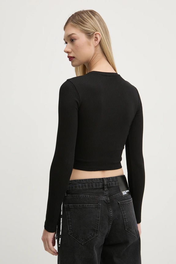 Oblečenie Tričko s dlhým rukávom Karl Lagerfeld Jeans A1W17037 čierna