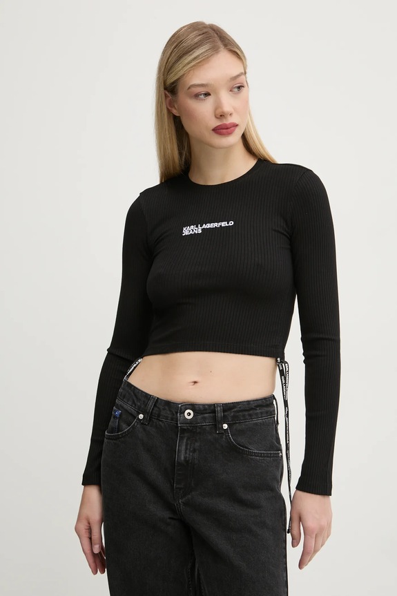 Tričko s dlhým rukávom Karl Lagerfeld Jeans čierna A1W17037