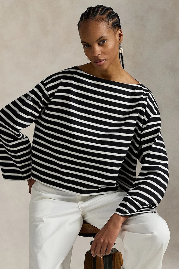 Βαμβακερή μπλούζα με μακριά μανίκια Polo Ralph Lauren 211959103 μαύρο