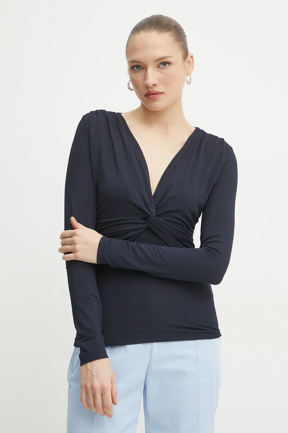 Blúzka BOSS slim tmavomodrá 50534546