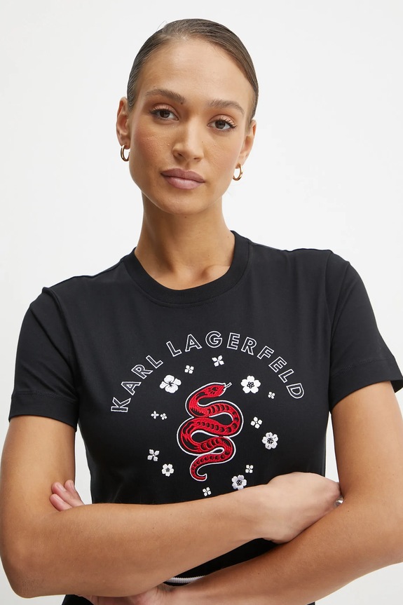 Karl Lagerfeld tricou din bumbac negru A1W17090