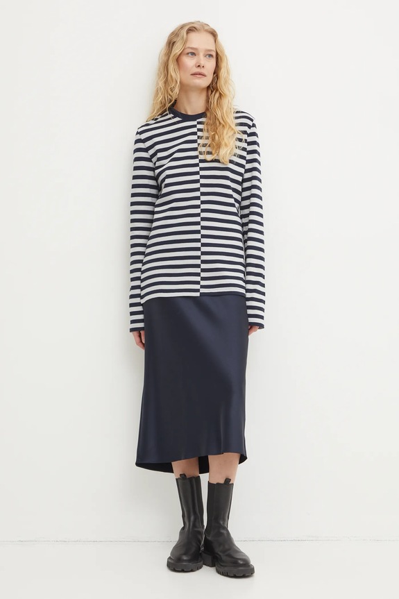 Samsoe Samsoe longsleeve din bumbac SAAVERY F24400020 bleumarin SS25
