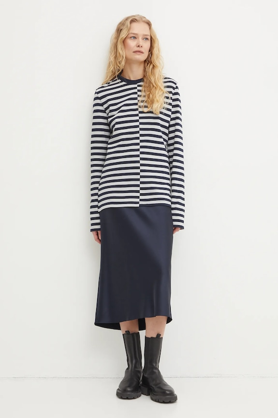 Samsoe Samsoe longsleeve din bumbac SAAVERY F24400020 bleumarin SS25