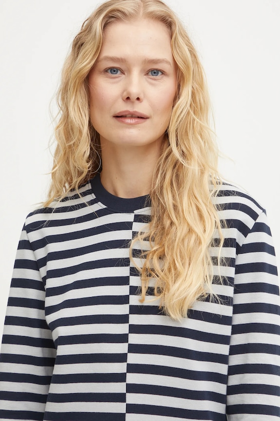 Samsoe Samsoe longsleeve din bumbac SAAVERY bleumarin F24400020
