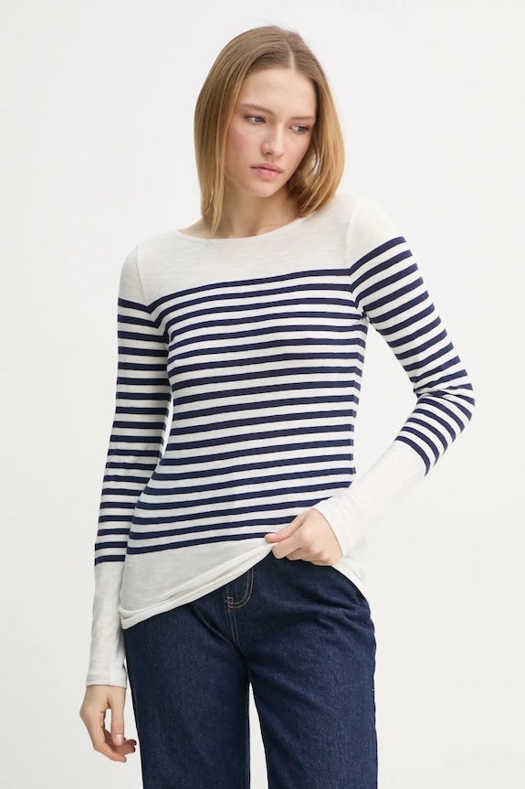 Marc O'Polo longsleeve bawełniany wzorzyste beżowy 502219652597