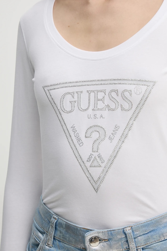 Tričko s dlhým rukávom Guess W5RI65.J1314 biela