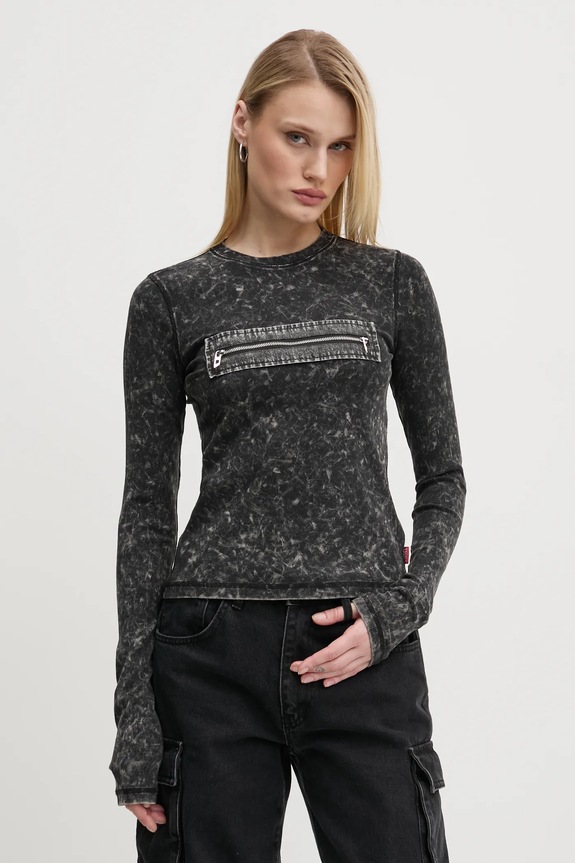 Diesel camicia a maniche lunghe T-ERCOLE applique grigio A16628.0QMAU