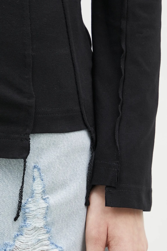 Tričko s dlhým rukávom VETEMENTS Oval Logo Cut-Up UA66LS600BW čierna