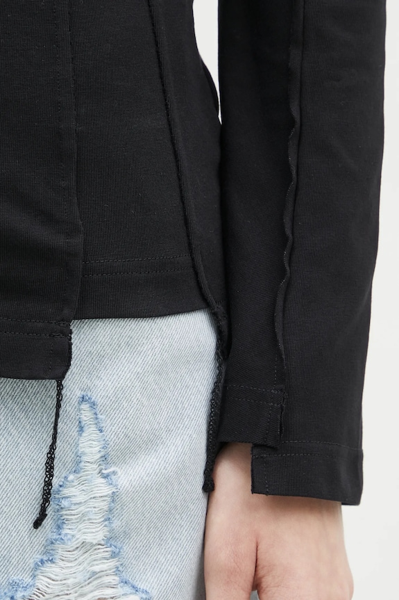 Tričko s dlhým rukávom VETEMENTS Oval Logo Cut-Up UA66LS600BW čierna