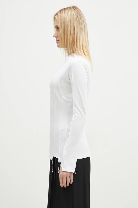 VETEMENTS camicia a maniche lunghe Oval Logo Cut-Up UA66LS600W bianco SS25