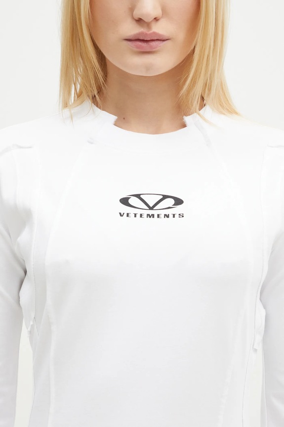 VETEMENTS camicia a maniche lunghe Oval Logo Cut-Up bianco UA66LS600W