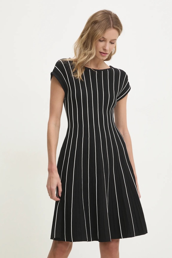 Dkny sukienka rozkloszowany czarny DD4J8E21