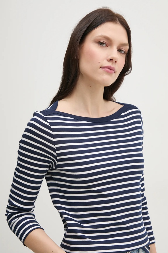 United Colors of Benetton longsleeve bawełniany granatowy 30YSD109W
