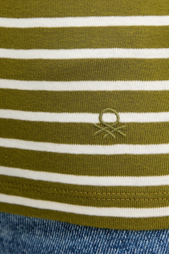 Βαμβακερή μπλούζα με μακριά μανίκια United Colors of Benetton 30YSD109W πράσινο