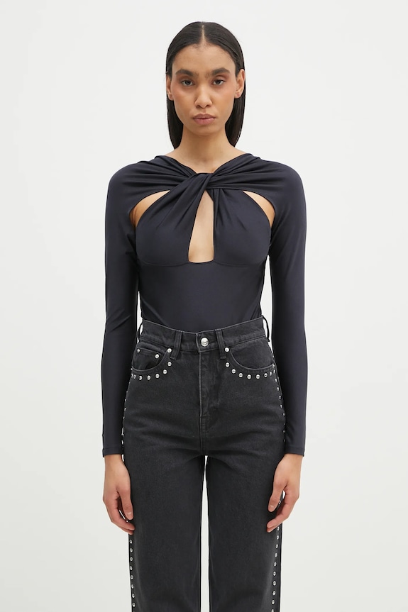 Body Coperni Twisted Cut-Out Jersey Bodysuit slim černá COPJS19545C