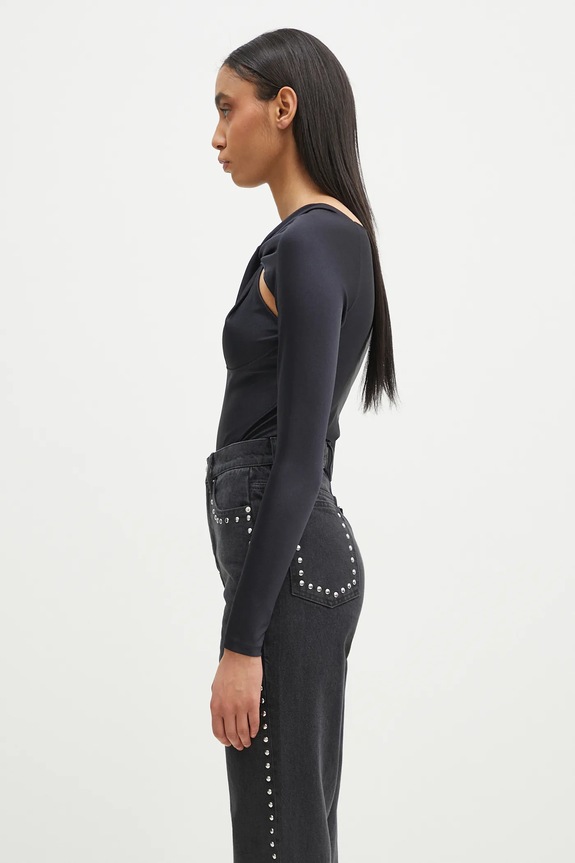 Body Coperni Twisted Cut-Out Jersey Bodysuit COPJS19545C černá SS25