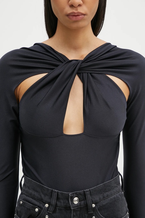 Body Coperni Twisted Cut-Out Jersey Bodysuit černá COPJS19545C