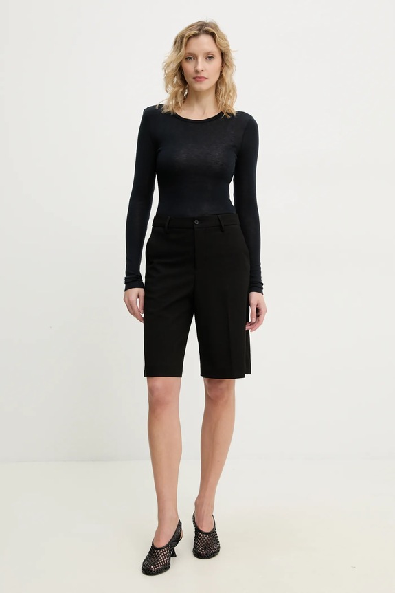 Samsoe Samsoe longsleeve z domieszką wełny SADOU F10000014 granatowy SS25