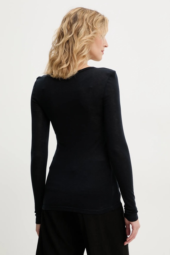 Odzież Samsoe Samsoe longsleeve z domieszką wełny SADOU F10000014 granatowy