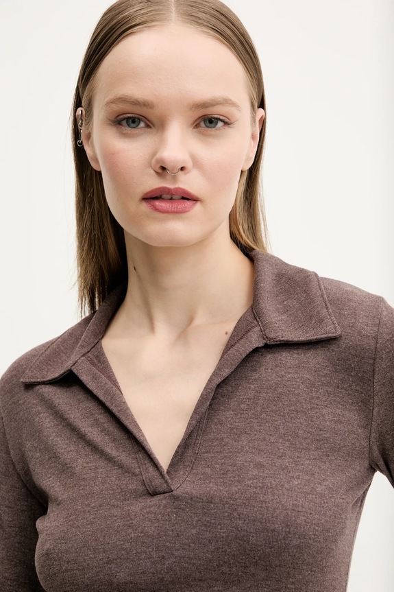 Μακρυμάνικο Abercrombie & Fitch καφέ KI139.5208.480