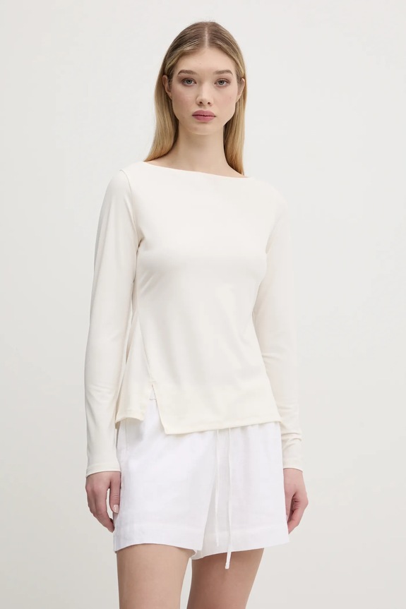 Μπλουζάκι Abercrombie & Fitch με ελαστάν μπεζ KI139.5210.178