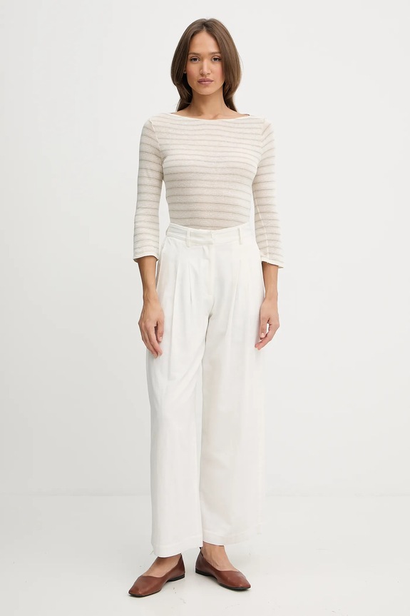 Μακρυμάνικο με πρόσμιξη λινού United Colors of Benetton 38O0D109X μπεζ SS25