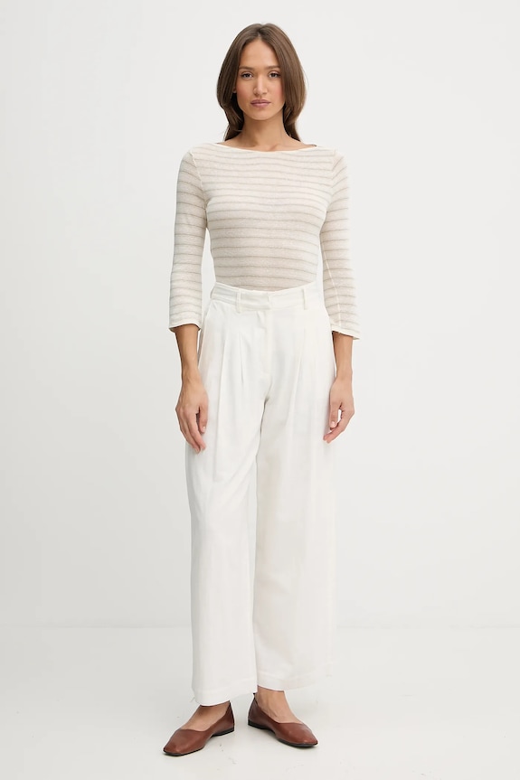 Μακρυμάνικο με πρόσμιξη λινού United Colors of Benetton 38O0D109X μπεζ SS25