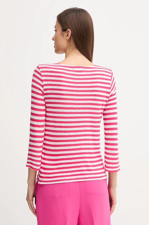Tričko s dlouhým rukávem s příměsí lnu United Colors of Benetton 38O0D109X růžová SS25