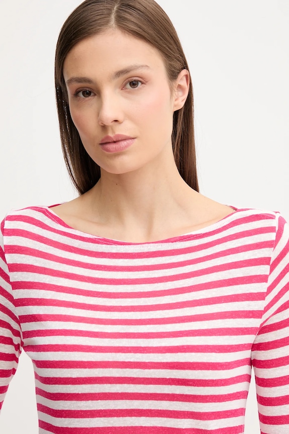 Oblečení Tričko s dlouhým rukávem s příměsí lnu United Colors of Benetton 38O0D109X růžová
