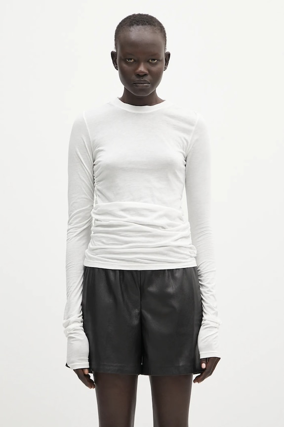 Βαμβακερή μπλούζα με μακριά μανίκια Our Legacy Strain Slim Longsleeve slim λευκό W2256SW