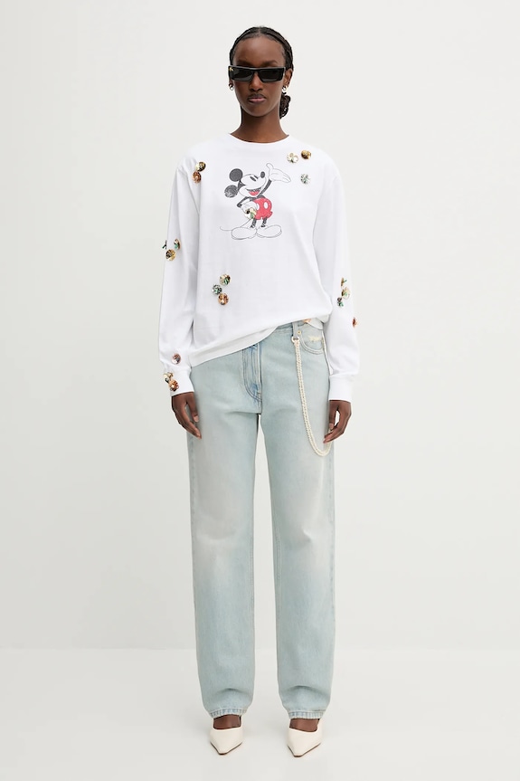 Bavlnené tričko s dlhým rukávom Coperni x Disney Mickey Long-Sleeved DJS157SFF5037 biela
