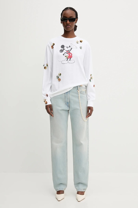 Coperni x Disney cotton longsleeve top Mickey Long-Sleeved DJS157SFF5037 white