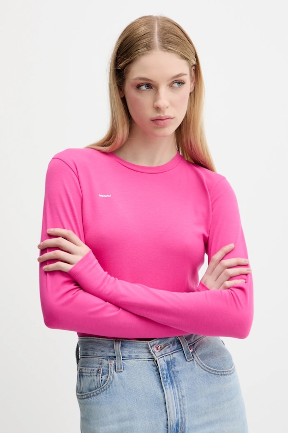 Лонгслив Pangaia Cotton-Stretch Long-Sleeved Top круглый вырез розовый 10002429
