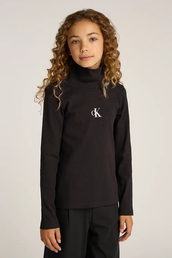Calvin Klein Jeans longsleeve dziecięcy z elastanem czarny IG0IG02808.PPYA