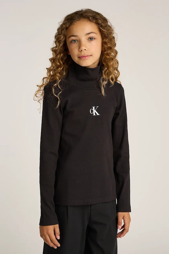 Calvin Klein Jeans longsleeve dziecięcy z elastanem czarny IG0IG02808.PPYA