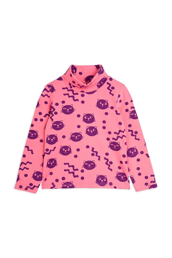 Mini Rodini longsleeve bawełniany dziecięcy Squiggly cats 2512012028 różowy SS25