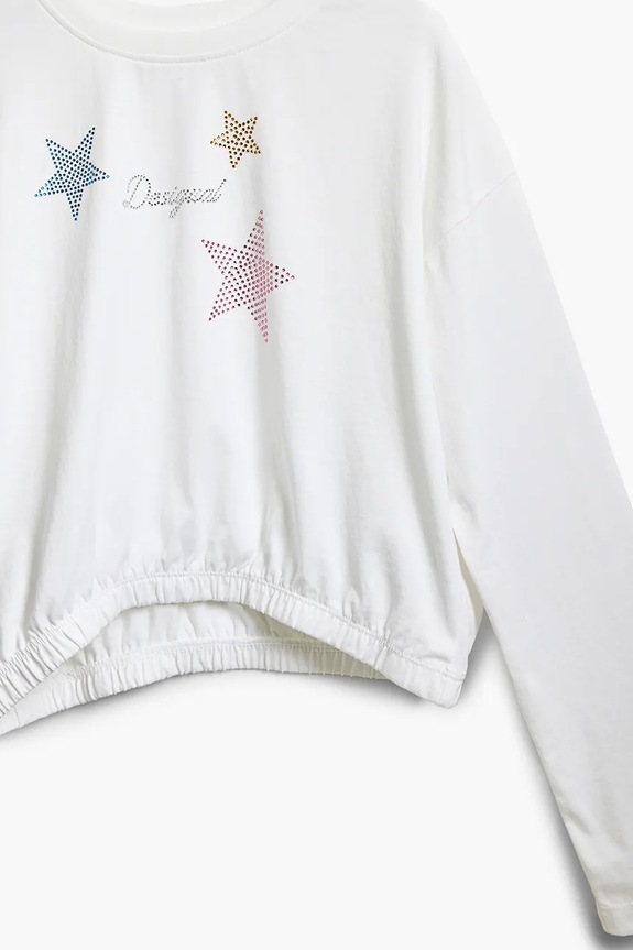 Otroška bombažna majica z dolgimi rokavi Desigual bela 25SGTK13