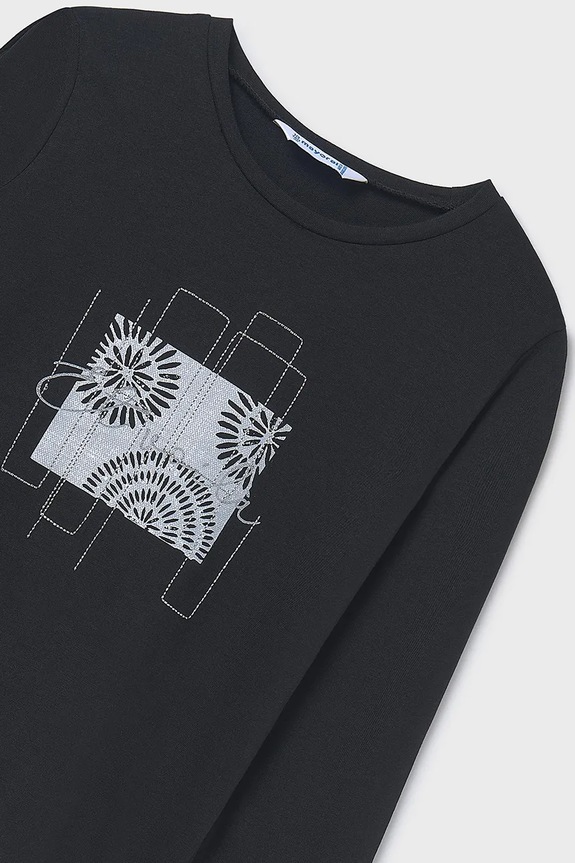 Dziewczynka Mayoral longsleeve bawełniany dziecięcy 6031.8A.Junior.PPYA czarny