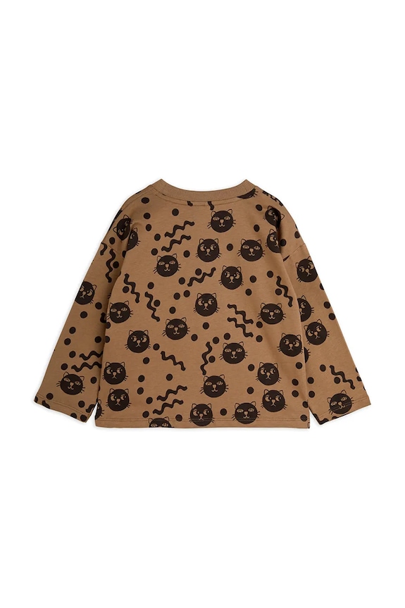 Chłopiec Mini Rodini longsleeve bawełniany dziecięcy Squiggly cats 2512011316 brązowy