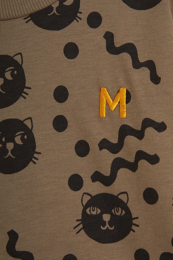 Mini Rodini longsleeve bawełniany dziecięcy Squiggly cats brązowy 2512011316