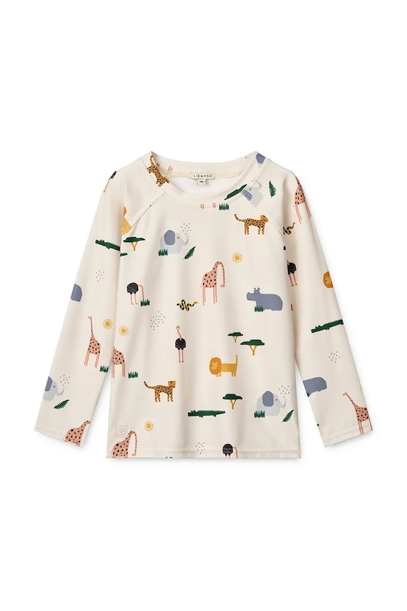 Detské tričko s dlhým rukávom na kúpanie Liewood Noah Printed Longsleeve Swim Tee vrchný béžová LW19977