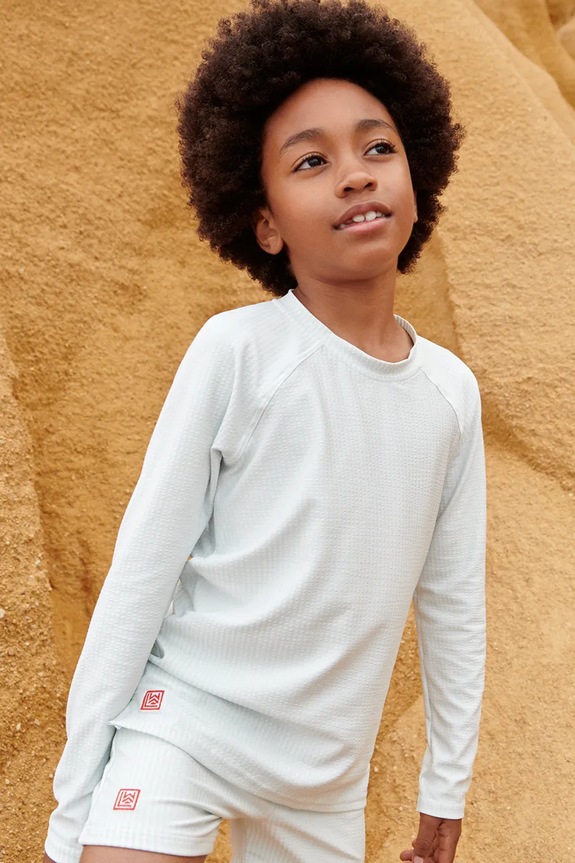 Παιδικό μακρυμάνικο πουκάμισο κολύμβησης Liewood Noah Seersucker Longsleeve Swim Tee μαλακό μπλε LW19978