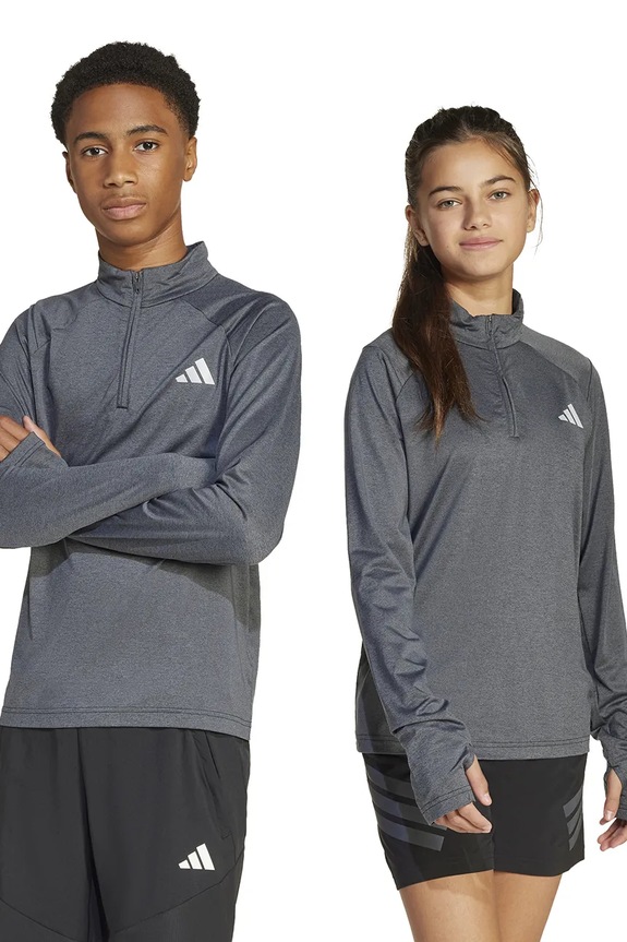 Dječja majica dugih rukava adidas print siva JD0127