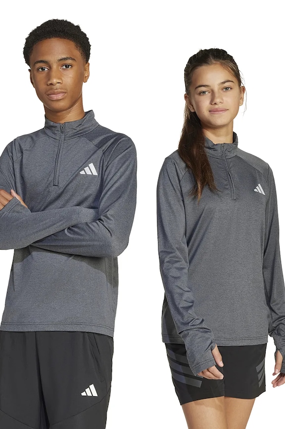 Dječja majica dugih rukava adidas print siva JD0127