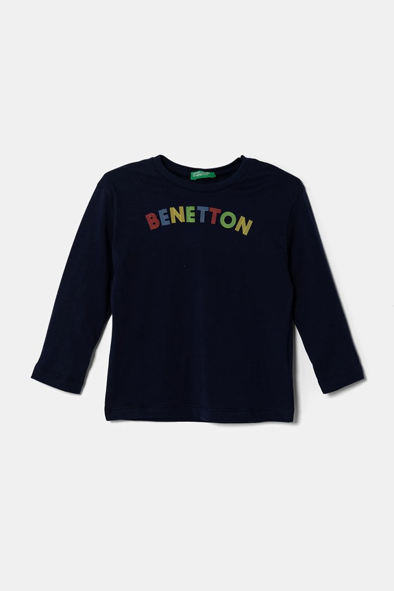 United Colors of Benetton longsleeve bawełniany dziecięcy nadruk granatowy 3I1XG10HS.P.Seasonal