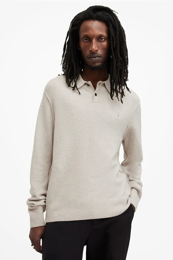 AllSaints sweter z domieszką wełny STATTEN bawełna beżowy M038KA
