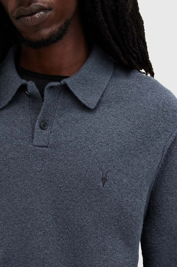 AllSaints gyapjúkeverék pulóver STATTEN M038KA kék AW25