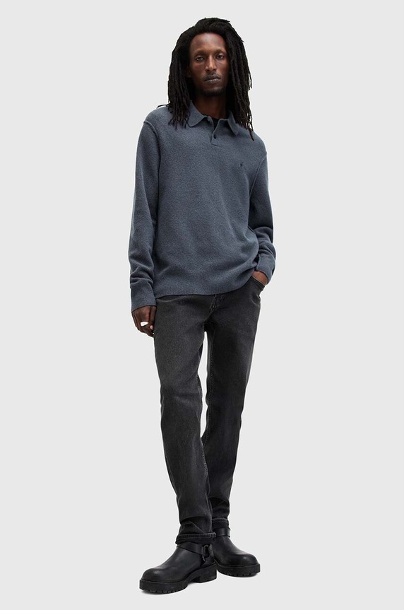 AllSaints gyapjúkeverék pulóver STATTEN M038KA kék