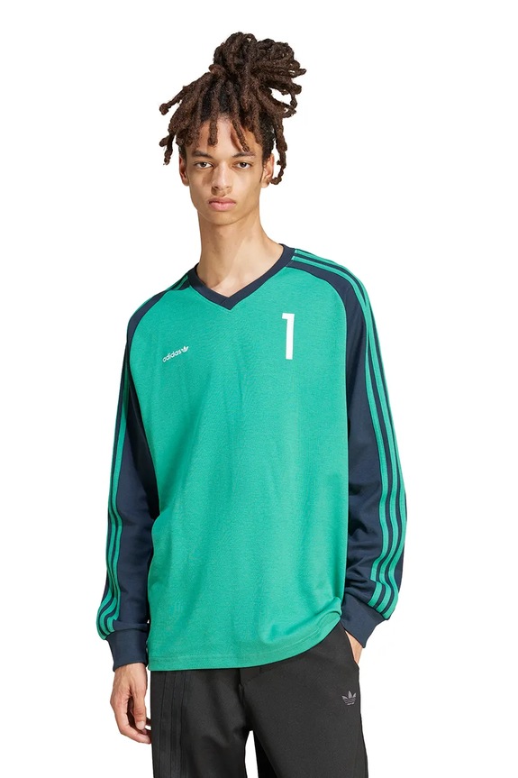Tričko s dlouhým rukávem adidas Originals JERSEY nášivka zelená JC8373